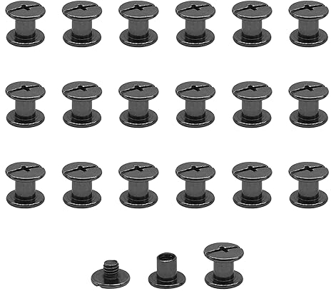 JJWNMLL20 stück chicago schraubnieten bindungsschrauben, M5*6mm schrauben Ledernieten schraubenpfosten metall nieten chicago schrauben, für leder brieftasche dekoration buchbinderei(schwarz)
