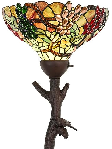Bieye L30768 Stehlampe im Tiffany-Stil, Buntglas, 35,6 cm Lampenschirm, Vogel auf Ast, 179,1 cm hoch