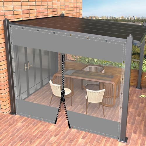 AMXFS Plane Abdeckplane Transparent mit ösen Wasserdicht 0.55mm Zeltplane aus PVC 530g/m² Wetterfeste Gewebeplane Regenplane Regenschutzplane für Pavillon, Balkon, Balkonmöbel, Gartenmöbel 1x1m