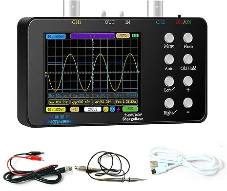 Kompaktes tragbares digitales Oszilloskop, 50 m Abtastrate, 10 m analoge Bandbreite, tragbares Stromoszilloskop, Handy-Reparatur, Lissajous-Muster, 6 A Stromwellenformmessung, Zweikanal-Oszilloskop,