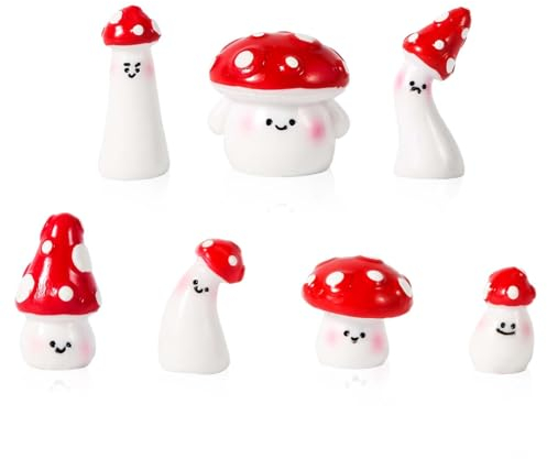 lasuroa 7 Piezas Setas en Miniatura, Mini Figuras de Setas Adorno Lindas Pequeñas Setas de Resina Estatua para Jardín Micropaisaje Macetas Bonsái Manualidades Hogar Habitación Fiesta Decoración