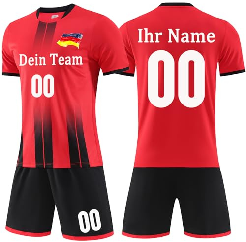 OPUTWDF Trikot Set Personalisiert Fußballtrikot Kinder mit Eigenem Namen und Nummer Benutzerdefinierte Fussball Trikot Kinder Jungs Set