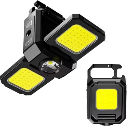 LEVADA PLUS Mini COB Schlüsselanhänger-Arbeitslampe – USB‑C wiederaufladbar, magnetische Basis & Klapphalter, 800 lm, Notleuchte & Flaschenöffner