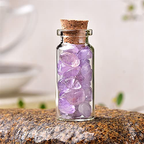 1 bouteille de souhaits en verre de cristal naturel, décoration d'intérieur, pierres naturelles polies, bouteille porte-bonheur, cadeaux d'anniversaire (couleur : lilas améthyste, taille : 60 x 22 mm)