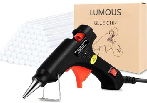JANNGII Hot Glue Gun 20W, UK Plug Mini Heats Up Glue Gun for Crafts, Hobby, Home Repairs, Fabric, Wood, Glass, Card, ON-Off Switch for DIY Arts (Glue Gun 20W Black)