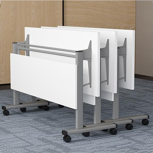 Klapptische, faltbares Besprechungstisch-Set, Schulungstisch, Klappschreibtisch, mobiler Schulungstisch mit Klappplatte und feststellbaren Rädern, rechteckiger rollender, multifunk