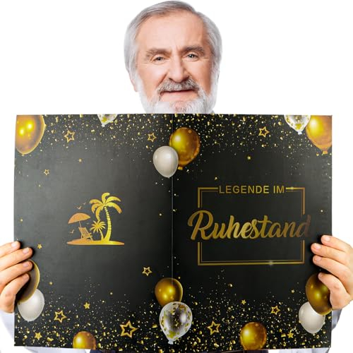 BETESSIN Abschiedskarte Kollegen XXL - Legende im Ruhestand Karte mit Umschlag - Abschiedsgeschenk Kollegen - Rente Karte zum Ruhestand - Lustige Geschenke für Rentner und Rentnerin
