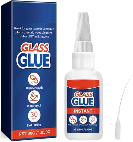 Super Glass Glue, Glass Glue Strong Clear Super Glue For Bond Glass To Glass Acrylic Glue for Glass, Mirror, Ceramic, Plastic, Wood, DIY Making etc (30gx1)