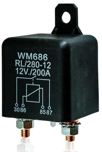 Selyse 200A 12V DC Startrelais 4-Pin Hochleistungs-Batterietrennrelais für Autos, Boote und Baufahrzeuge - EIN/AUS Schalter Relais RL/180
