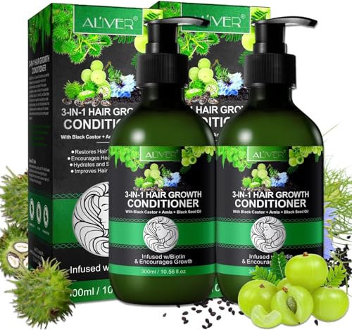 P-Beauty 3-in-1 Conditioner mit Rizinus-, Amla-, & Schwarzkümmelöl 2 x 300ml- Stärkt, pflegt und hydratisiert tiefenwirksam für gesundes, glänzendes Haar - unterstützt das Haarwachstum