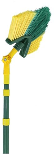 Besen XXL Dreieckbesen Eckbesen Dachrinnenbesen mit Winkel Teleskopstiel mit Anti-Rutsch Handschuhe