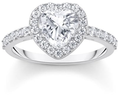 THOMAS SABO Damen-Silberring Weißer Stein Herz TR2477-051-14-52 Ringgröße 52/16,6
