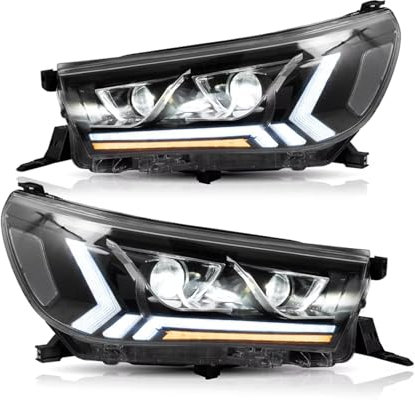 Avfpra Juego De Faros Delanteros Para Toyota para HILUX para REVO 2021 para DRL señal de giro frontal completa linterna LED para cabeza lente Led faros de coche Faro Delantero(LED lens)