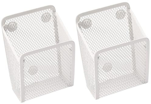 2 Stück Magnetisch Aufbewahrungskorb Magnetischer Schreibtisch Organizer Whiteboard Zubehör Magnet Regal Hängeregal Bad Magnetisches Regal Für Kühlschrank, Whiteboard,Schließfachzubehör (Weiß)