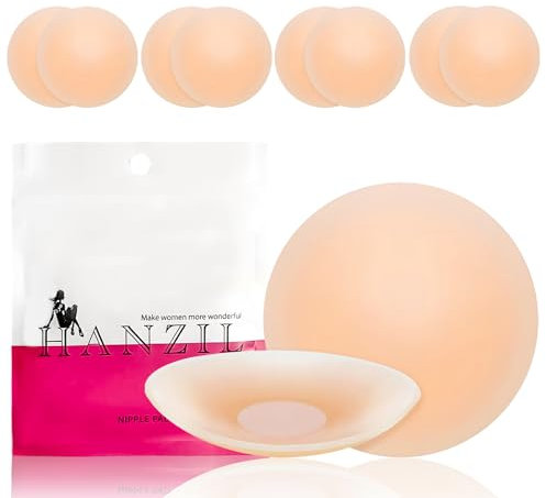 4 Paires Cache-tétons,CIYIN Protège-Tétons en Silicone,Couvre-Tétons Adhésif,Cache-Tetons Invisible,Ronds, 7 cm, Réutilisable et Iavable,pour Robe Bustier/Maillot de Bain/Robes de Mariée