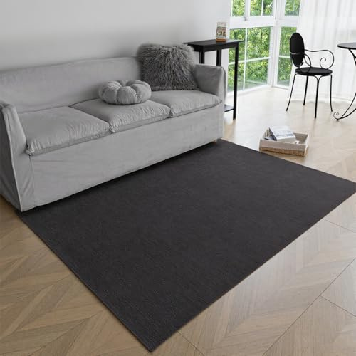 Obundi Teppich Schlafzimmer, 140x200cm, Schwarz Carpet Living Room, rutschfeste Teppich Küche, Großer Teppiche Waschbar in Waschmaschine, Weicher Carpet für Balkon, Büro, Lounge