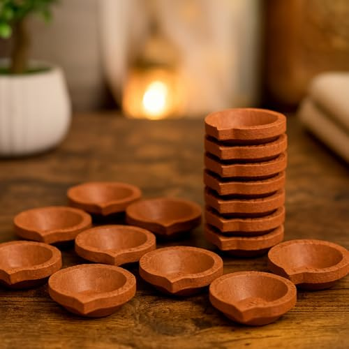 Clay Diya Diwali Diyas [31 Stück] Diya Lampe für Pooja – Mitti Diya Terrakotta Diya – Mitti Diya mit Om Design Diwali Dekoration indische Geschenkartikel Hashcart