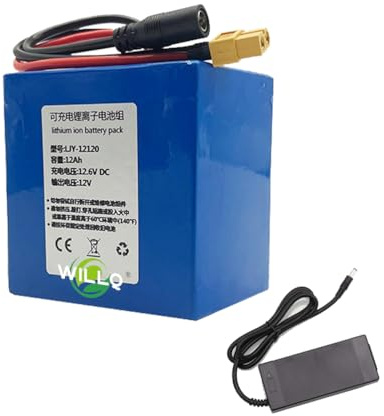 WILLQ Batteria Barca nidificazione 12V 12Ah 18Ah 24Ah 30Ah 42Ah 54Ah 66Ah Batteria al Litio Ricaricabile da 12 Volt per Barca da Pesca RC, Luce LED, Accessorio di Ricambio Audio,12v12ah