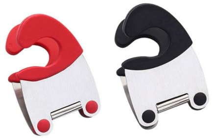 FUNNETOYU 2 pièces Lot de Clips Porte Cuillères Inox Résistants Chaleur avec Protection Brûlure Supports pour Ustensiles de Cuisine Compatible Cuillères et Spatules Rouge Noir