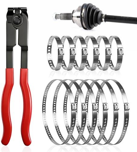 12 Stück Achsmanschetten Schellen Schlauchschellen Set mit Schlauchschellenzange Edelstahl Schlauchklemme Achsmanschetten Zange Verstellbare Schlauchschelle Set für die Meisten Auto