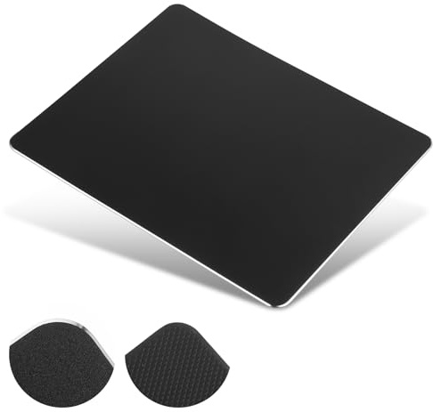 Hard Metal Mouse Pad for Desk, Aluminum Solid Mouse Pad with Stable Rubber Base, Firm Mousepad Gaming Mousepad No Smell Waterproof Fast and Accurate Mouses Control for Travel and Home Office (Black)