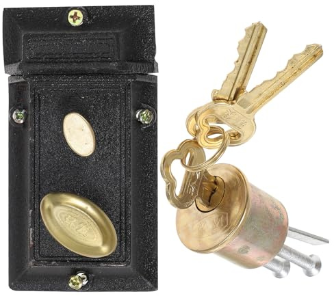 CHILDWEET Verrou de Sécurité Ancien pour Portes en Bois, Serrure à Larder Robuste en Fer et Cuivre, Installation Simple, Épaisseur Porte 35-55 Mm, pour Écoles et Usines