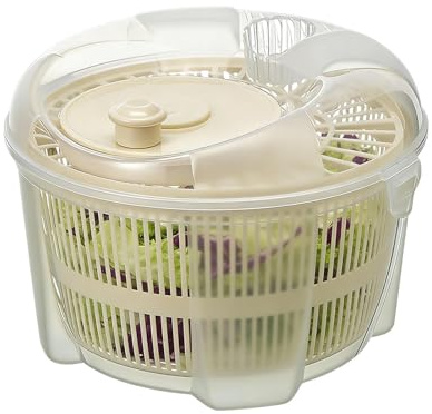 Centrifugador de ensalada – ABS 21 x 21 x 14 cm | Lavadora de verduras de gran capacidad | Escurridor de verduras manual giratorio cesta de secado de cocina colador de frutas lechuga ensalada