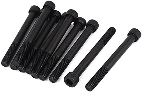 sourcing map 10pcs M10 x 100mm Vis à tête cylindrique à six pans creux hexagonale Boulons 12.9 Alliage d'Acier