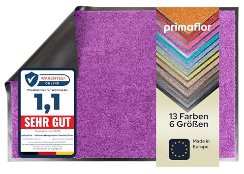 Primaflor Schmutzfangmatte CLEAN – Lila, 120x180 cm | Saugstarke, Schwer entflammbare Fußmatte | Rutschfester Türvorleger für Innen | Türmatte für Eingangsbereich | Sauberlaufmatte mit Gummirand