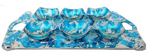 Rastogi Handicrafts Aluminium Tray Food Safe Coating Textured Paint Serving Bowl and Tray Size 15x9 Inch