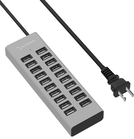 SABRENT USB Charger 90W, Multiple charging stations with 20 USB ports, can be used as a USB HUB with Type B cable, Wall Charger compatible with iPhone, iPod, iPad, Galaxy, Tablets, etc. (AX-P20C)