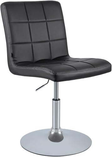 CLP Esszimmerstuhl höhenverstellbar mit Lehne Ricky, 360° Drehstuhl gepolstert mit Kunstlederbezug, Metallgestell in Chromoptik, Farbe: schwarz