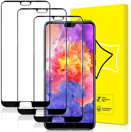 GiiYoon 3 Stück Panzer Schutz Glas für Huawei P20, HD Displayschutzfolie, Volle Abdeckung, 9H Härte, Anti-Kratzen, Anti-Bläschen