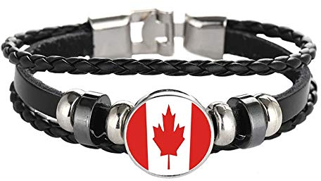Kanada Flagge geflochtenes Armband Leder Kette Kristall Armband Souvenir, Mode handgefertigte Armband für Mann & Frau besonderes Tagesgeschenk