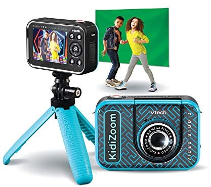 Vtech Kidizoom Video Studio HD blau – Kinderkamera mit Greenscreen, Stativ, Effekten, Selfielinse und vielem mehr – Für Kinder von 5-12 Jahren, único