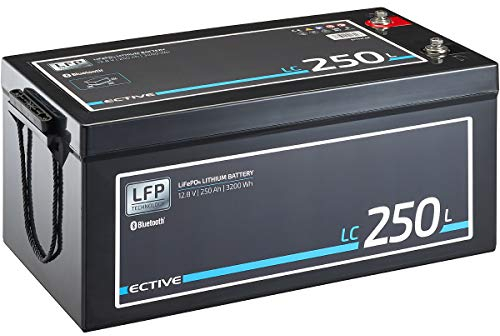 ECTIVE LiFePO4 Batterie LC250L BT - 12V, 250Ah, 3200Wh, Bluetooth inklusive App - Lithium-Eisenphosphat Versorgungsbatterie, Bootsbatterie, Solarbatterie für Wohnwagen, Wohnmobil, Camper