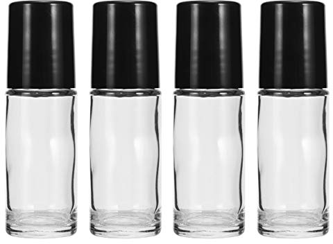 4stücke Flaschen Aus Glas Auslaufsichere Nachfüllbare Ätherische Öl-flasche Tragbare Leere Flasche Für Parfüm Und Essenzen Schwarz Transparent