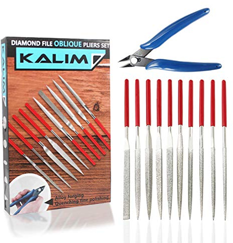 Set di 10 lime diamantate con 1 tagliafili e 1 custodia per il trasporto, strumenti per la lavorazione del legno, la lavorazione dei metalli, gioielli, modello, hobby, ecc.