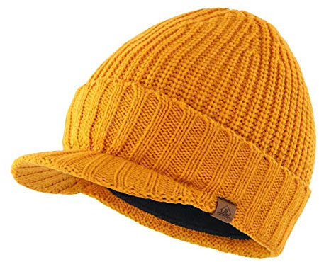 Magracy Herren Winter Knit Visor Hat Outdoor Dicke Schirmmütze Beanie Mütze Gr. Einheitsgröße, gelb