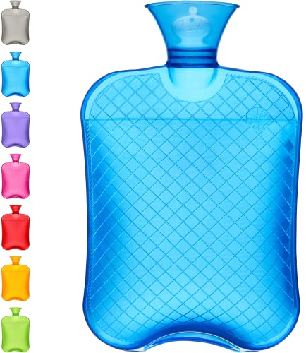 Qomfor Wärmflasche - 1,8 Liter großes Fassungsvermögen - Premium Wärmeflasche für Schmerzlinderung, Rücken, Schulter und Nacken - Ohne Bezug - [Blau]