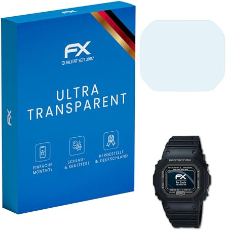 atFoliX Schutzfolie kompatibel mit Casio GW-5000U Folie, ultraklare FX Displayschutzfolie (3X)