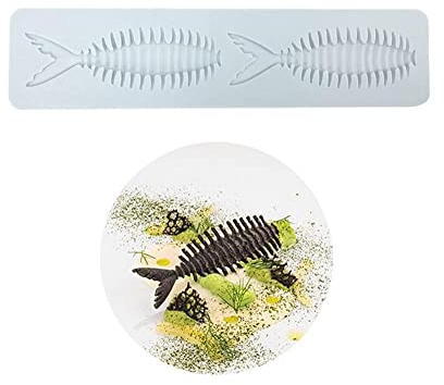 Molde de encaje de pastel, moldes de fondant de encaje, moldes de encaje de silicona para decoración de pasteles, 2 agujeros Hueso de pescado