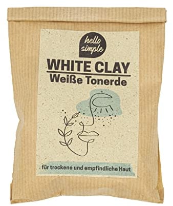 hello simple - Natur Weiße Tonerde für versch. Anwendungen - z. B. für DIY Gesichtsmaske (Kaolin in Pharma-Qualität aus Deutschland)