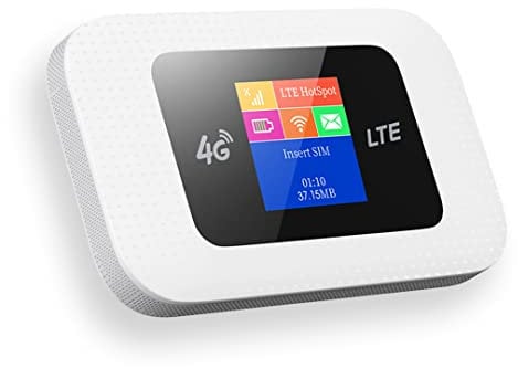 Mobiler 4G LTE WLAN Router | MiFi Router drahtlos für SIM Karte | LCD Display und starker Akku | mobiler Hotspot für bis zu 10 Geräte | Highspeed Internet für unterwegs