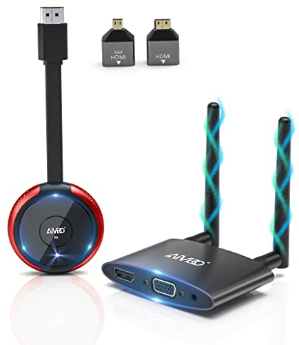 HDMI Wireless 5G 4K, Wireless HDMI Transmitter and Receiver, Drahtlos Extender Funkübertragung für HDMI&VGA Dual Screen Cast von Laptop/PC/Kamera zu HDTV/Beamer/Monitor, Unterstützt YouTube 165FT