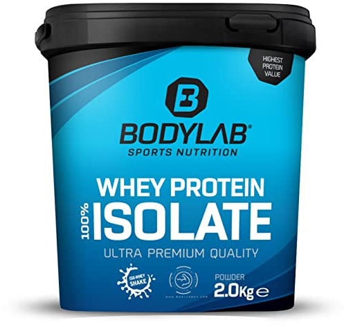 Whey Protein Isolate 2kg Cookies & Cream Bodylab24, Eiweißpulver aus Whey Isolat, Whey Protein-Pulver kann den Muskelaufbau unterstützen, konzentriertes Iso-Whey-Protein frei von Aspartam