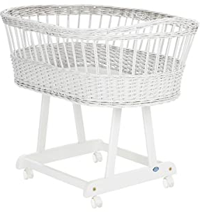 Alvi Stubenwagen Birthe weiß mit Himmelstange & Vliesmatratze 80x46 cm | 74041