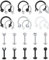 AceFun schwarz Silber Knorpel nach vorne Flache Rückseite Cartilage Forward Flat Back Daith Piercing Tragus Conch Helix Hoop Hufeisen Ringe 8mm 10mm Barbell Ohrringe für Frauen Herren 16G 1.2mm