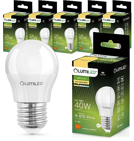 Lumiled LED Lampen E27 P45 5W ersetzt (40W Glühlampe) 6 Stück Set 470lm 3000K Warmweiß 180 Grad Lichtwinkel 230V Glühbirne Birne Leuchtmittel Kugelform Kugel Energiesparlampe