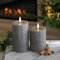 Festive Lights Graue Echtwachs-LED-Kerze mit authentischer Flamme, 2er-Pack (Klein & Mittel) Klein & Mittel, Grau (Glatte Fläche)